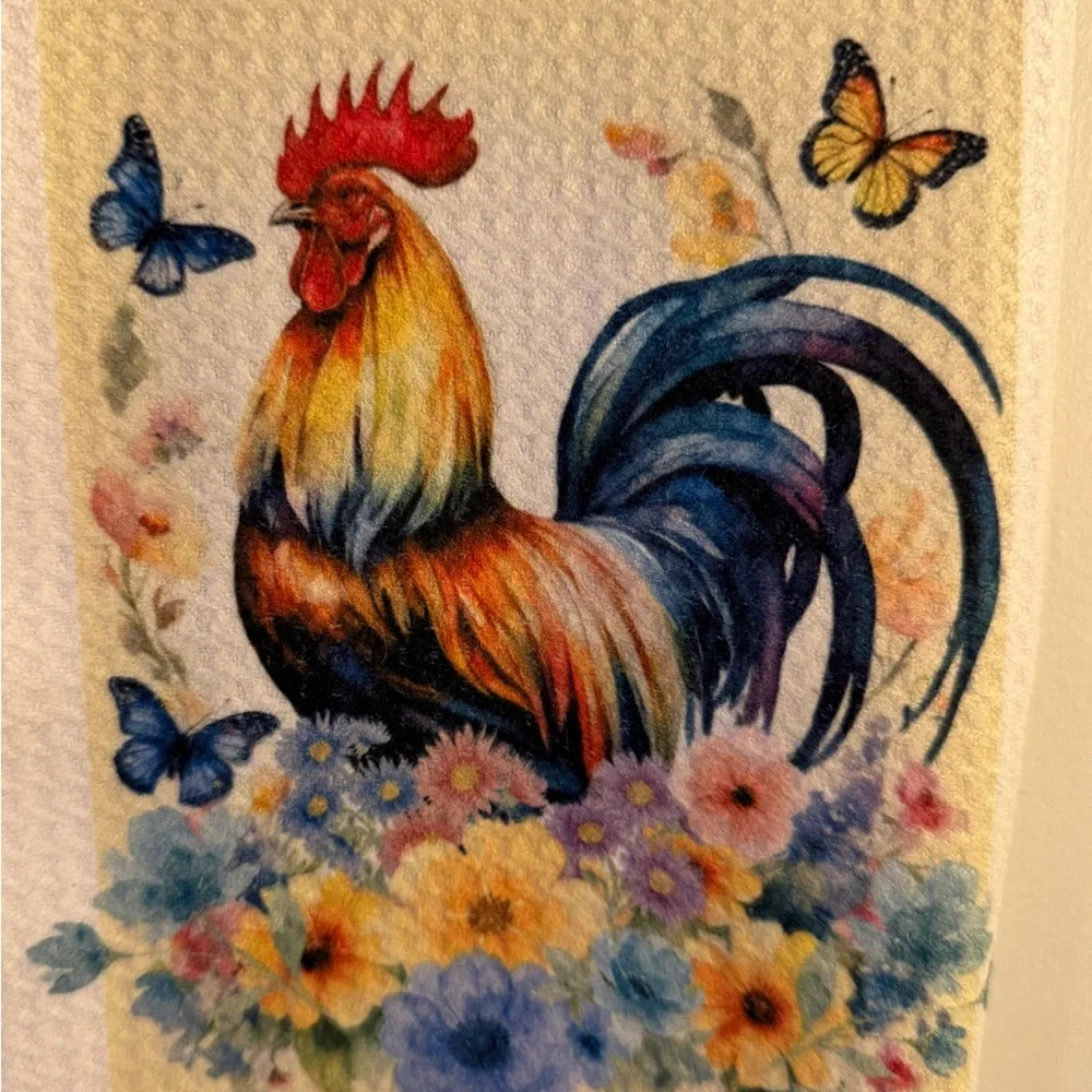 Farm Rooster Kitchen Towel-Set of 2. New.